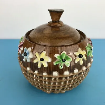 Buy Fratelli Vintage Italian Signed Preserve / Jam Pot Basket Iced Gem Flowers 7221 • 12.99£