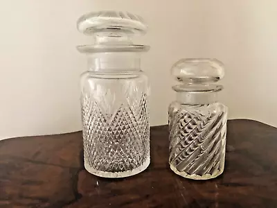 Buy 2x Antique Edwardian Cut Glass Jars With Lid/Stopper • 8£