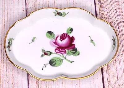 Buy Vintage Older Herend Hungary Hand Painted Floral Purple Porcelain Small Dish • 47.43£