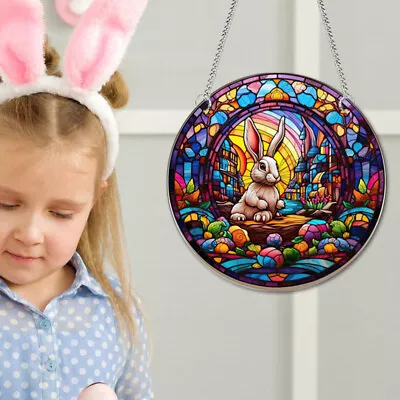 Buy  Easter Ornaments Stained Glass Decor Staiend Window Hanging Props • 9.35£