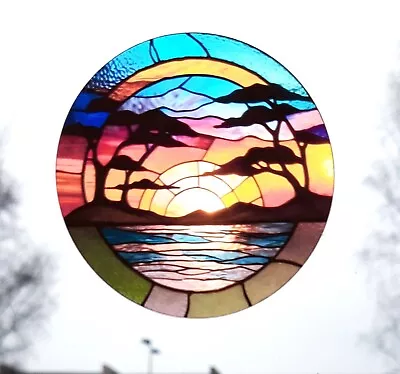 Buy Sunrise Decorative Stained Glass Effect Static Cling Window Sticker Colourful • 3.49£