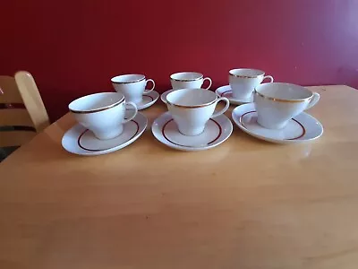 Buy Thomas  Rosenthal 6 White Gold Band Cups & Saucers1970s Minimalist  • 9.99£
