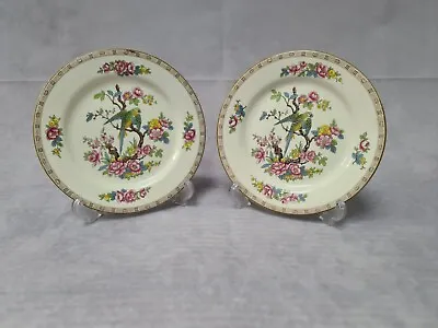Buy Pair Of Vintage Crown Ducal Parrot & Floral 7 Inch Plates #154 • 9.99£