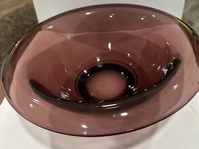 Buy Vintage Amethyst Art Glass  Fold Over  Center Piece Bowl Glassware Modernist • 28.95£