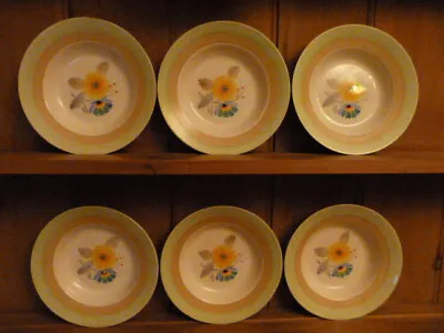 Buy Tams Ware Hand Painted Set Of 6 Soup / Dessert Plates, 9  , Art Deco • 20£