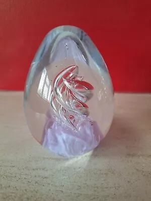 Buy Egg Shaped Art Glass Paperweight Bubble  Swirl With Purple Colour 9.5 Cm High  • 16.99£