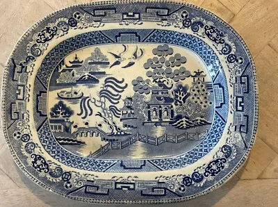 Buy Vintage Warrented Ware Willow Pattern Rectangular Meat Platter / Serving Plate • 27£