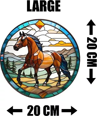 Buy Horse Scenic Stained Glass Effect Static Cling Window Sticker Colourful Gift • 9.99£