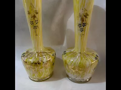 Buy Bohemian Pair Yellow Splatter Glass Vases Frank Welz • 22.50£