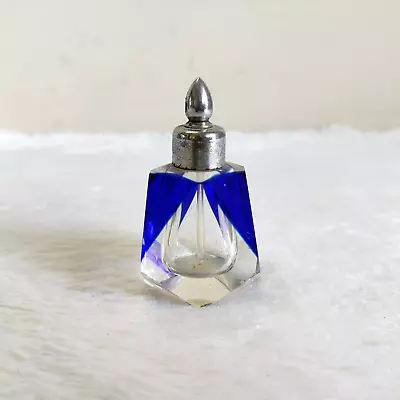 Buy 1920s Vintage Perfume Blue Cut Glass Bottle Atomizer Decorative Collectible GL17 • 144.18£