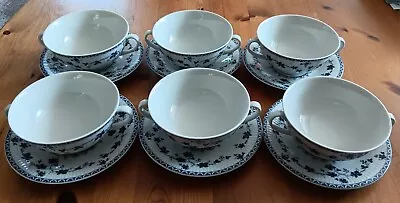 Buy Royal Doulton Yorktown Ribbed - 6 Soup Coupes & Stands - TC1013 - Mint • 30£