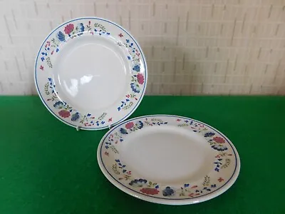 Buy 2 No BHS Priory Pattern Tea Side Plate  17.5cm White Pink Blue Floral • 8£