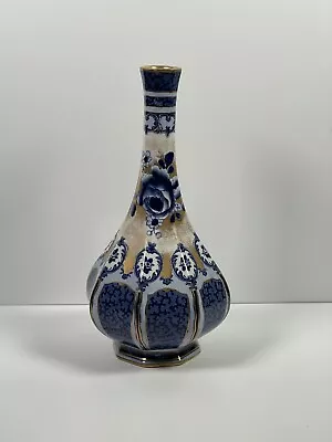 Buy Vintage Keeling & Co Losol Ware Clifford Ceramic Vase 23cm In Blue Gold Floral • 19.99£
