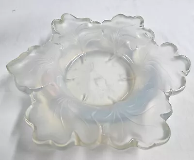Buy Vintage 12  Lalique France Opalescent Glass Capucines Bowl Nasturtia Leaf • 377.99£