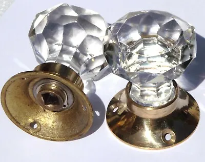 Buy Cut Glass Mortice Sparkling Doorknobs Brass Base (pair) Vintage Classic Style • 24£
