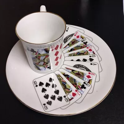 Buy Queens Fine Bone China Mug And Cookies Plate Poker Playing Cards • 19.99£