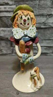Buy Piney Woods 8  Clown W/Dog Art Pottery Figurine Sculpture Ceramic Statue Decor • 34.62£