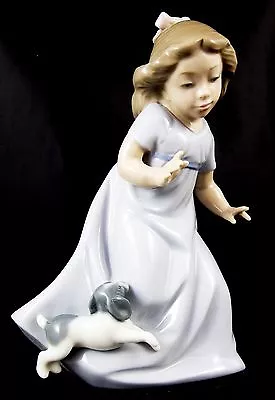 Buy Cute Lladro Nao Figure Girl Running With Puppy 1027 • 38.99£