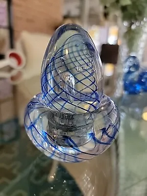 Buy Vintage Art Glass Paperweight Blue Swirl 2 Piece.  Very Unique And Beautiful!! • 18.97£