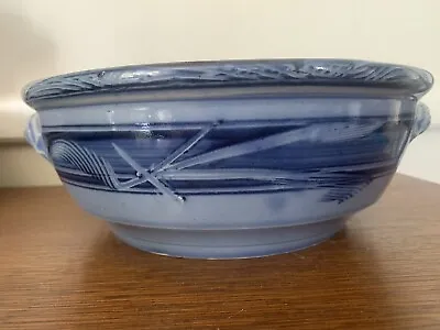 Buy Vintage Kent Follette Hand Thrown  Blue & Gray Pottery Serving Bowl 10.5 “ • 41.33£