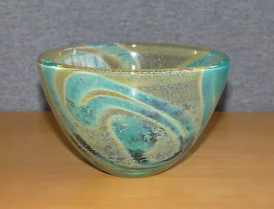 Buy Vintage Mdina Or Isle Of Wight Three-Swirls Art Glass Vase, Sand And Sky Colours • 19.99£