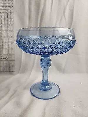 Buy Vintage Indiana Glass Blue Diamond Cut Compote Pedestal Bowl Priority • 26.56£