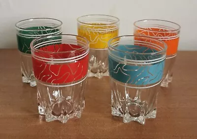 Buy 5 X Vintage 1970s French Multi Coloured Shot Glasses / Drinking Glass Set  • 9.99£