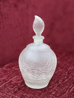 Buy Vintage Frosted Crackle Effect Glass Perfume Bottle With Teardrop Dibber/stopper • 15£