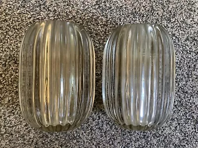 Buy Pair Of Vintage Heavy Clear Ribbed Glass Candle Tealight Votive Holders • 15£