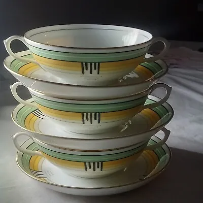 Buy Vintage Adderley Ware Set Of 3 Cups W/Saucers Double Handles Made In England  • 42.57£