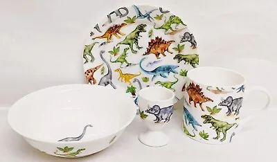 Buy Dinosaurs Breakfast Set 6.7  17cm Plate Mug Bowl Eggcup Bone Fine China Children • 22.50£