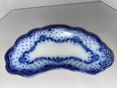 Buy Antique 1800’s W H Grindley Keele Pattern Flow Blue Bone Dish Stamped 7.5” X 4” • 87.27£