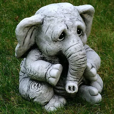 Buy Cute Elephant Garden Ornament Yard Lifelike Figurine Animal Statue Decor • 14.68£