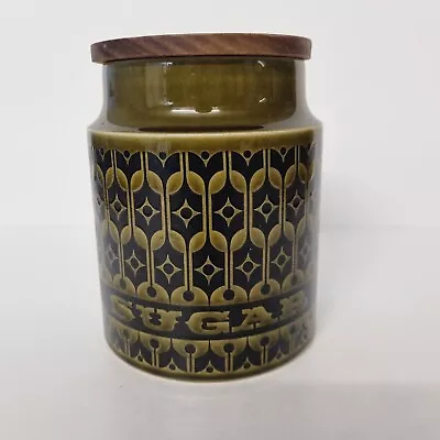 Buy Hornsea Heirloom Sugar Jar Green Vintage 1970s Kitchen Storage Wooden Lid Retro • 15£