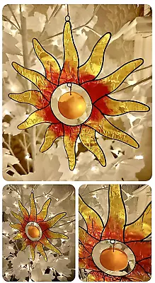 Buy Hanging Sun Shaped Sun Catcher Mobile Garden Home Display Ornament Orange Yellow • 12.99£