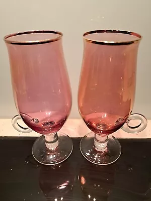 Buy Pair Of Vintage Royal Albert Cranberry Coloured Drinking Glasses 1960s • 18£