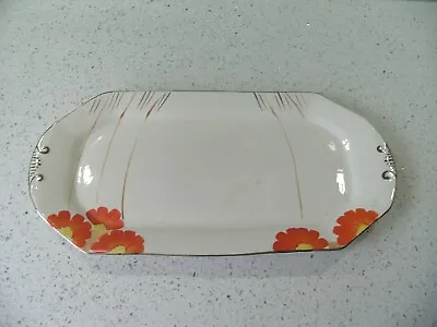 Buy Art Deco Kensington Ware Kph England Oblong Dish Hand Painted Orange Flowers • 7.50£
