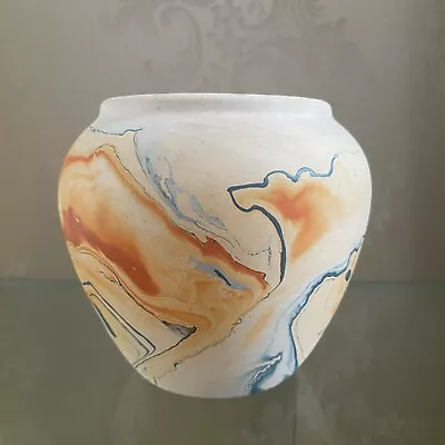 Buy Vtg Nemadji Southwest American Pottery Vase Orange Blue Yellow Swirl 4  • 14.43£