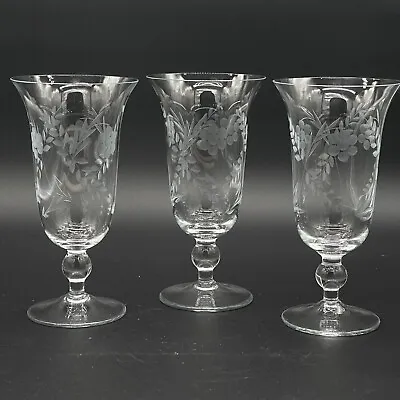 Buy 3 Vintage Etched Glass Iced Tea Goblets Colony Danube Danish Design Romania MINT • 24.62£