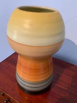 Buy Shelley Art Deco Vase With Yellow / Orange/Grey Bands.  20cm High • 15£