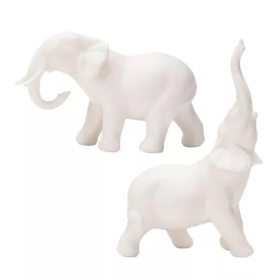 Buy  2 Pcs Elephant Ornaments Elephants Figures White Porcelain Adorns Model • 18.58£
