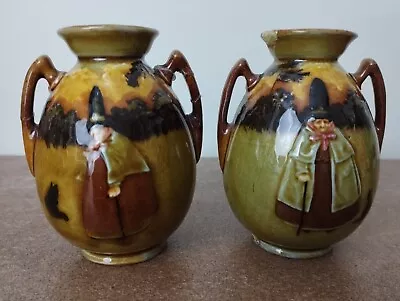 Buy Rare, Pair Of Royal Doulton Kingsware 'Witch' Double Handled Vases, 10cm Tall • 200£