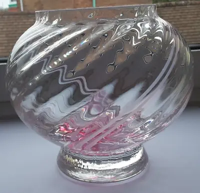 Buy Caithness Glass Large Heavy Footed Rose Bowl - Pink Swirl • 7.50£