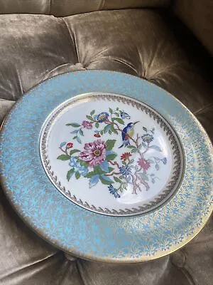 Buy Aynsley Cabinet Plates, Pembroke Turquoise  Blue And Gold Filigree Border 27 Cm • 20£