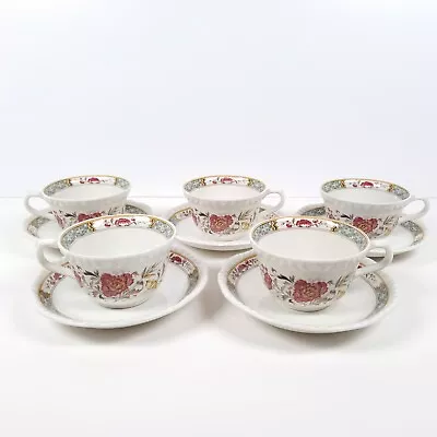 Buy Adams Jeddo Cups & Saucers English Ironstone Vintage Dinnerware Floral X 5 • 23.05£
