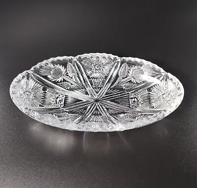 Buy Antique Cut Glass Crystal Relish Dish Stars Thistles Pattern American Brilliant • 26.52£