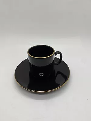 Buy Nescafe Hornsea Pottery 2x Black & Gold Espresso Cup & Saucer Set Complete • 19.99£