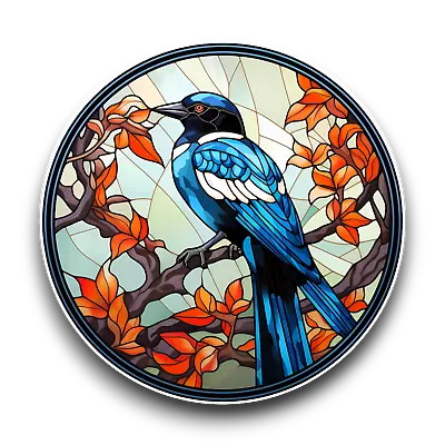 Buy LARGE Magpie Bird Stained Glass Window Effect Vibrant Vinyl Sticker Decal • 4.30£