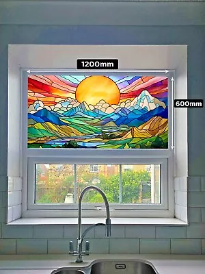 Buy Stained Glass Window Film - Abstract Sun - Multicoloured - Easy Apply - No Glue • 23.99£