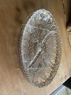 Buy Vintage Art Deco Style, Silver Plated Rim, Fan Shell Design, Footed Glass Bowl • 10£